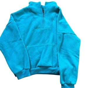 Blue quarter zip sweatshirt #retro #TrendyQueen #Turquoise